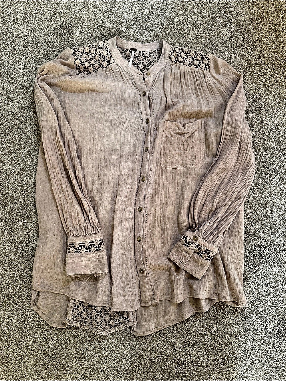 Free People Easy Street Button Down Blouse Beige Small